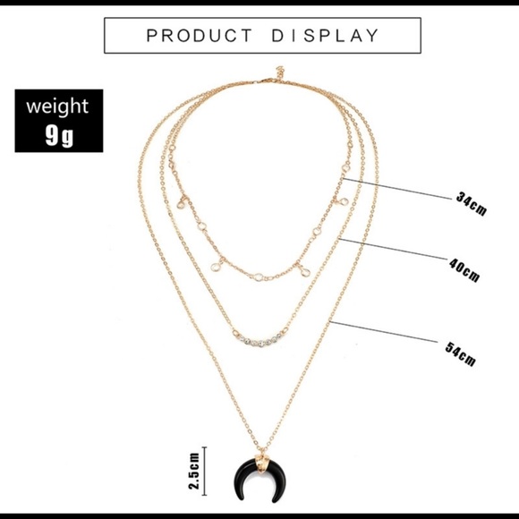 Multilayer Rhinestone Horn Necklace - Picture 7 of 7